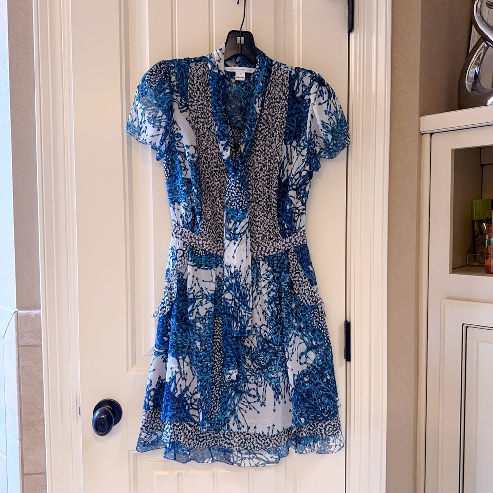 Diane Von Furstenberg Blue and Black Patterned Dress